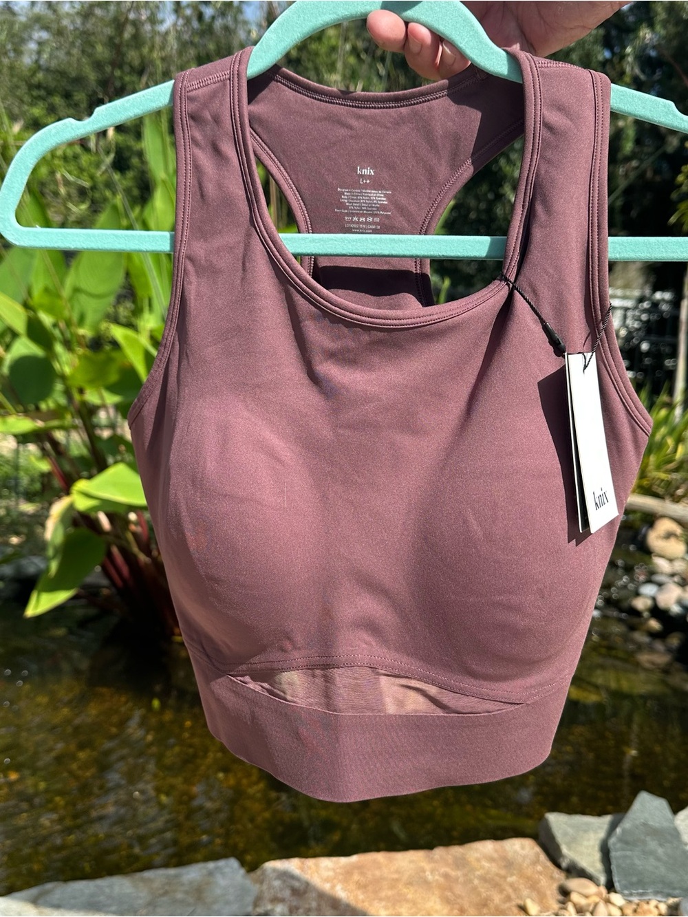 knix Plum Mauve Racerback Cropped Sports Bra